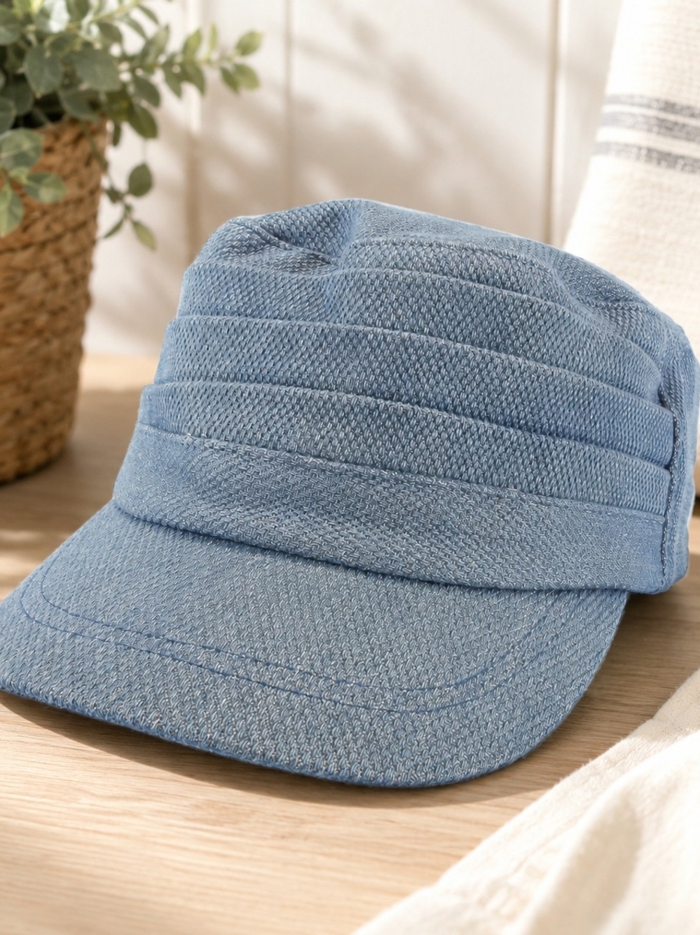 Apt 9 Light Blue Military Cadet Hat Womens One Size Textured Cap